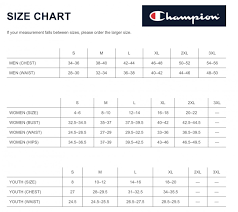 Size Chart Champion Gtm