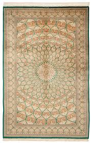 qom silk persian rug green 300 x 194 cm