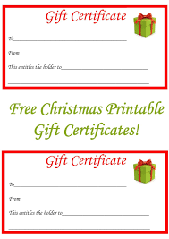 Free Online Printable Christmas Gift Certificates Canada For