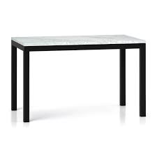 This accessory is expertly designed and handcrafted with artisan expertise. Parsons White Marble Top Dark Steel Base 48x28 Dining Table Reviews Crate And Barrel