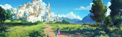 anime fantasy landscape castle road