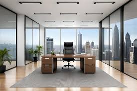 A Large Office With A Large Glass Wall