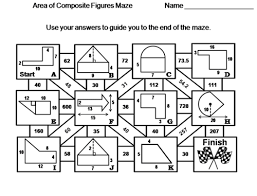 Each worksheet has 10 problems finding the area of a rectilinear shape. Area Of Composite Figures Activity Math Maze Teaching Resources