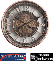 Exposed Gear Wall Clock Copper