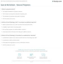 Quiz & Worksheet - Natural Polymers | Study.com