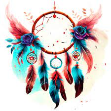 colorful dream catcher with feathers