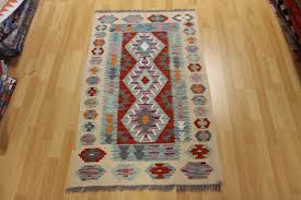 hand woven afghan wool kilim area rug 131x80cm
