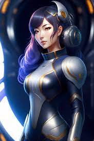 Lexica - Realistic sci-fi anime female with cosmic hair in a space station,  full body pose, intricate detail, digital portrait by artgerm and makoto ...