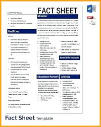 Business Fact Sheet Template Sample Company Information