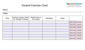 Exercise Programs Exercise Program Chart