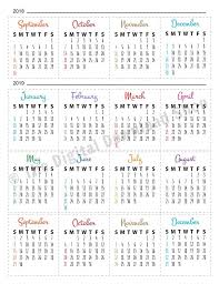 2019 2020 Bullet Journal Mini Calendars Printable Bullet