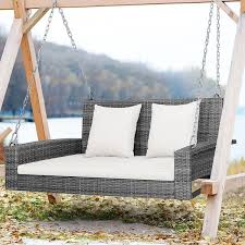 Costway 2 Person Pe Wicker Hanging