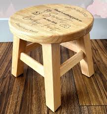 baby feet wooden keepsake stool for boy