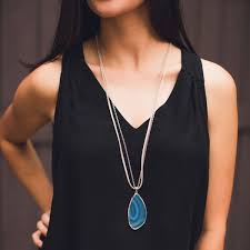 kristin aaron sea blue agate necklace