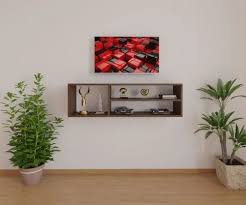 3 Shelves Rectangular Wooden Wall Shelf