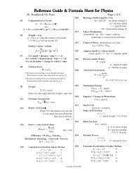 Physics Formula List 1 Physics