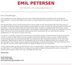 Sales Representative Cover Letter Examples Samples