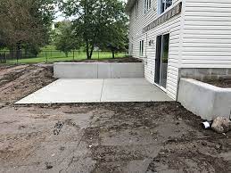 poured concrete retaining wall and