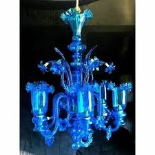 Led Ceiling Blue Glass Chandelier