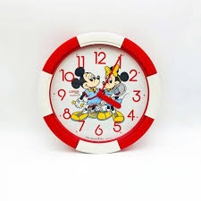 Disney Wall Clock 1980s Vintage Mickey