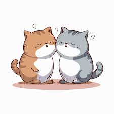 cartoon drawing of two cats
