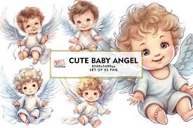 cute baby angel watercolor sublimation