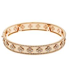 clover diamond 18k rose gold bracelet