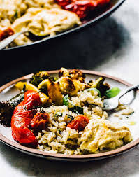 hummus platter with roasted vegetables