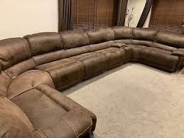 huge corner sofa brown suede leather