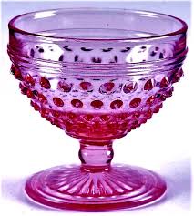 Hot Pink Hobnail Glass Bowl Footed