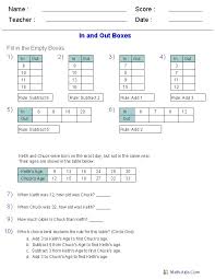 Function Table Worksheets Function