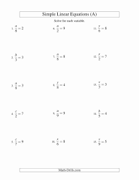 Solving Linear Equations Worksheet Pdf