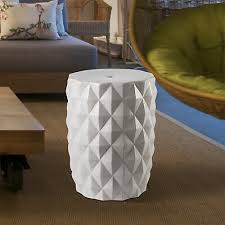 geometric garden stool ceramic cream