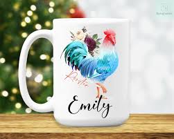 personalized rooster coffee mug w