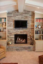 Dry Stack Stone Veneer Fireplace