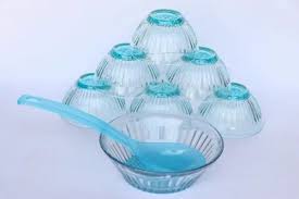 Blue Polished 8 Piece Glass Bowl Set