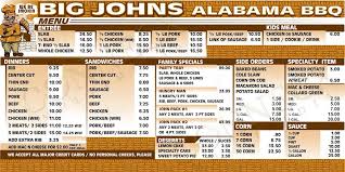 menu at big john s alabama bbq ta