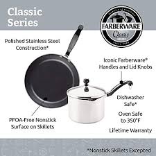 Farberware 21806 15 piece nonstick cookware set. Farberware Classic Series Stainless Steel Nonstick 10 Piece Cookware Set Pricepulse