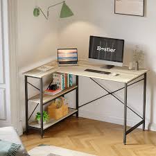 L shaped computer desks for small spaces. Buy Bestier Small L Shaped Desk With Storage Shelves 47 Inch Corner Desk With Shelves Writing Desk Table With Storage Tower Shelf Home Office Desk For Small Spaces P2 Wood Oak 47 Inch
