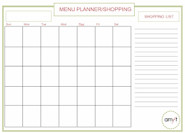 monthly and weekly menu planners free