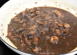steak marsala cooking with curls