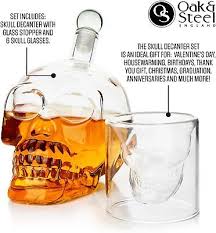 Whiskey Decanter Glass Skull Liquor