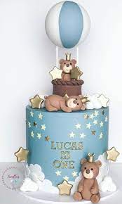 Cute Hot Air Balloon Cake Designs Buttercream First Birthday Cake gambar png
