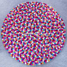 mixed pinky felt ball rug rug size 100cm