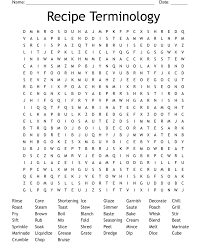 recipe terminology word search wordmint