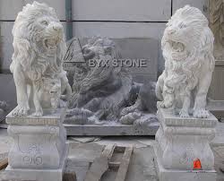 White Marble Lion Sculpture Garden