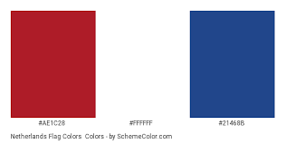 The colours of the dutch flag are red, white, blue. Netherlands Flag Colors Country Flags Schemecolor Com
