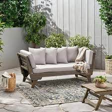 Noble House Gray Wood Outdoor Daybed