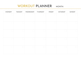 monthly workout planner template