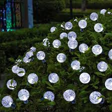 Details About 30 Led White Solar Crystal Globe Fairy String Lights Crystal Ball Christmas Tree
